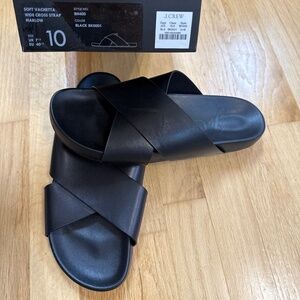 Brand new J. Crew soft leather black sandals size 10